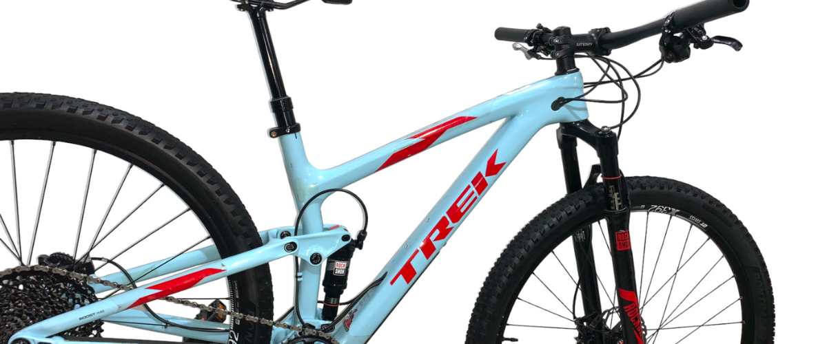 Bicicleta Trek Top Fuel 9.8SL Aro 29 GX 12v Azul e Vermelho - Seminova -  Shopbike