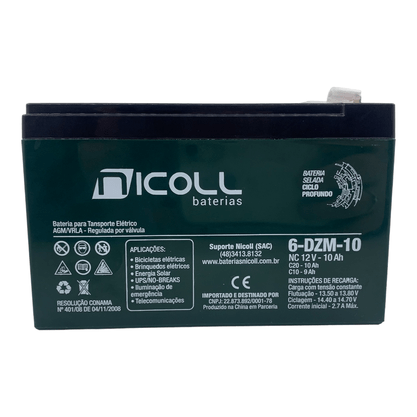 Bateria Nicoll 12v 10 AH - 6-DZM-10