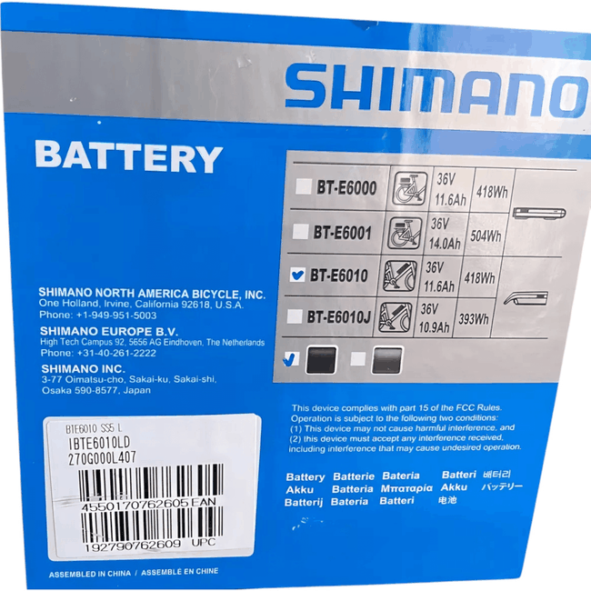 Bateria Shimano Steps Down Tube Bt-E6010 418wh Cor Preto