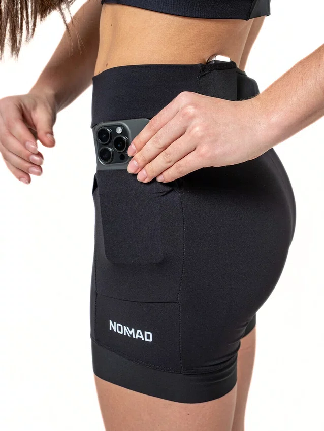 Bermuda nomad de compressao feminina run trail preta