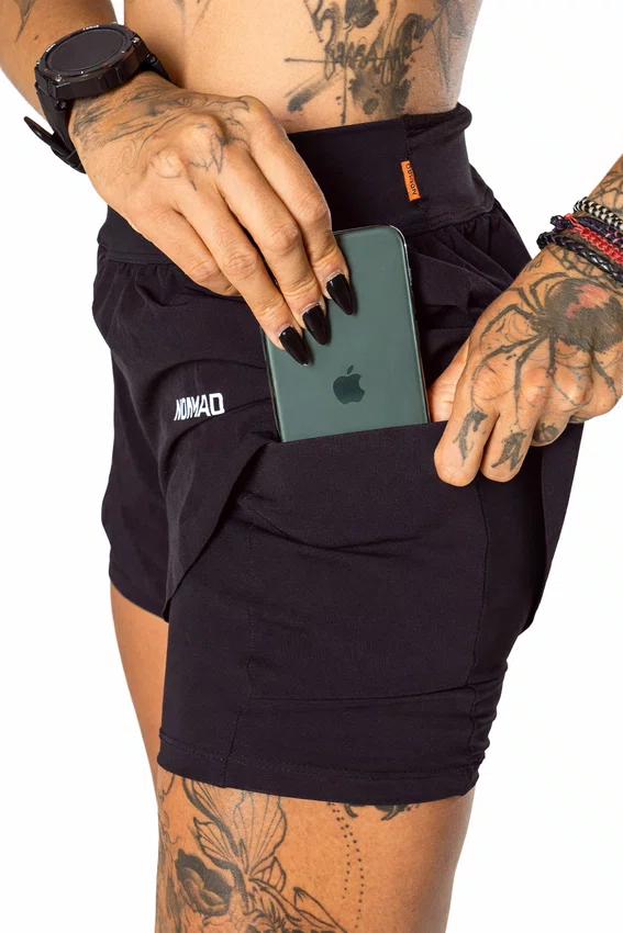 Bermuda nomad feminino run trail preto
