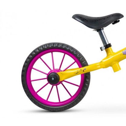 Bicicleta Nathor Balance Drop Garden Aro 12 Amarelo e Rosa