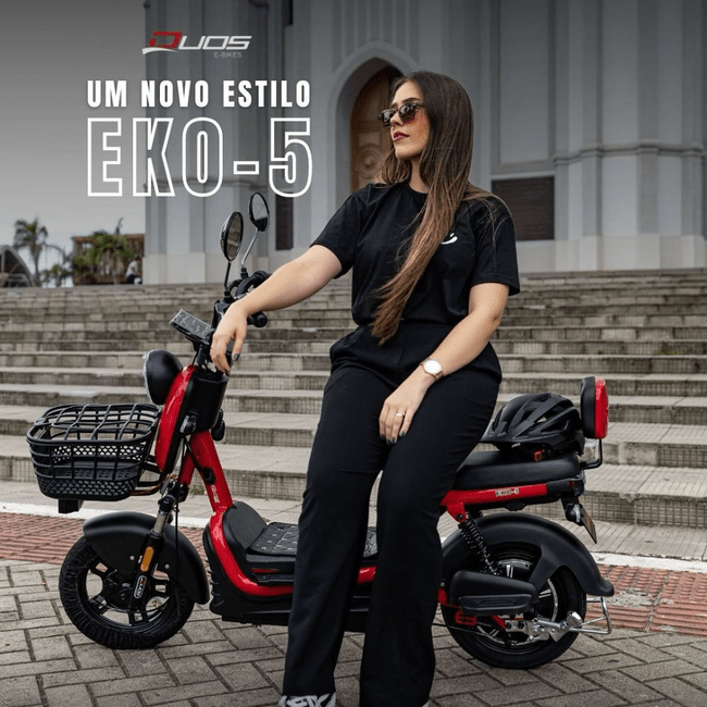 Bicicleta Elétrica Duos Eko-5 Aro 14 500 Watts Vermelho