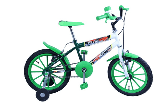 Bicicleta Dalannio Kids Aro 16 Branca e Verde