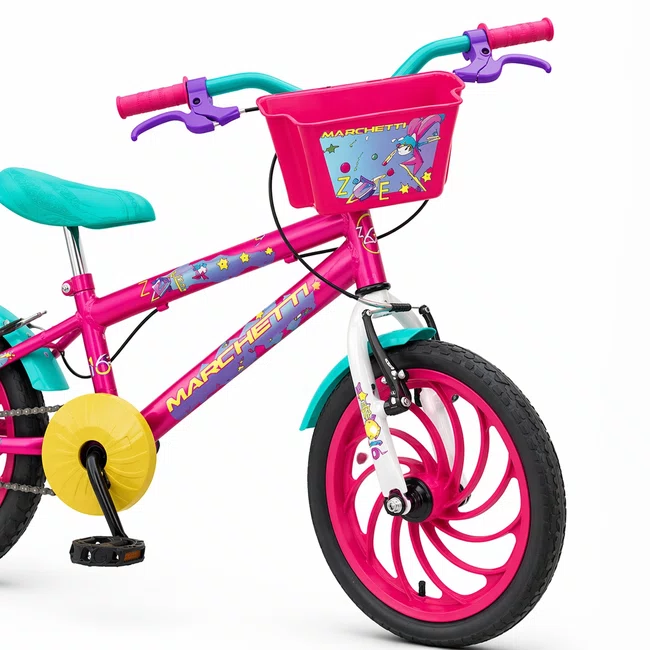 Bicicleta a16 law marchetti rosa/branco/verde