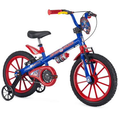Bicicleta Nathor Capitão America Aro 16 Azul e Vermelho