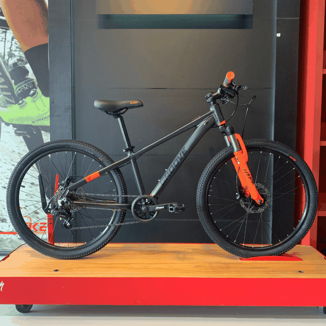 Bicicleta Groove Hype JR MD Aro 24 Tourney 7v 2023 Grafite e Laranja e Preto