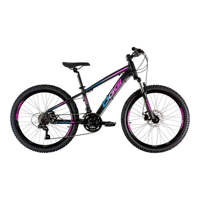 Bicicleta Oggi Hacker Aro 24 Tourney 21v Preto e Pink e Azul