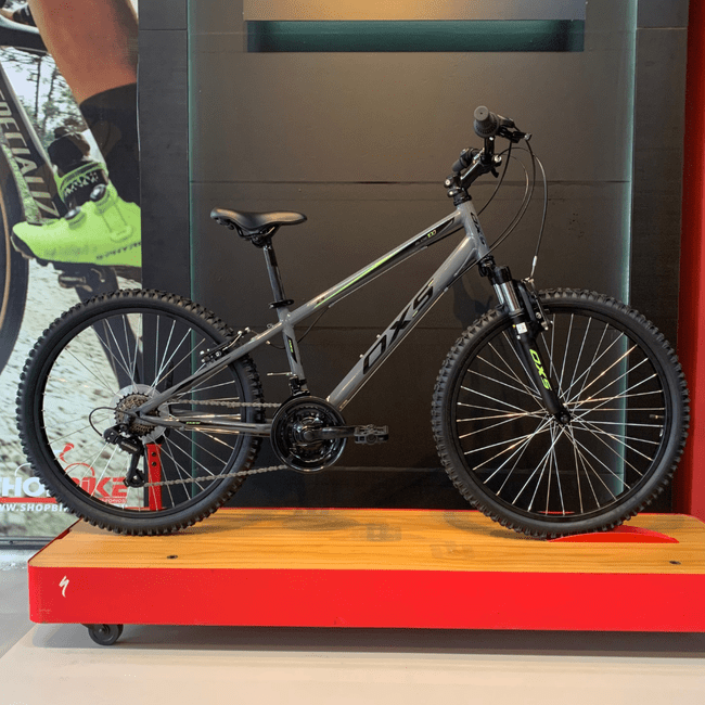 Bicicleta OXS Glide 100 Aro 24 Shimano 21v Cinza Preto e S-lime