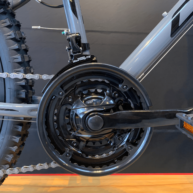 Bicicleta OXS Glide 100 Aro 24 Shimano 21v Cinza Preto e S-lime