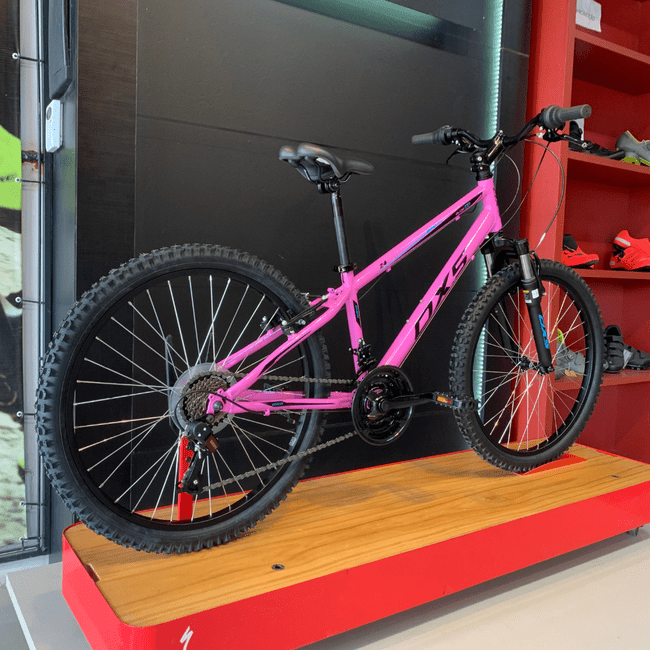 Bicicleta OXS Glide 100 Aro 24 Shimano 21v Rosa e Preto e Azul