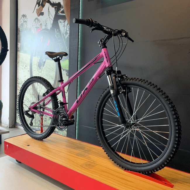 Bicicleta OXS Glide 100 Aro 24 Shimano 21v Rosa e Preto e Azul