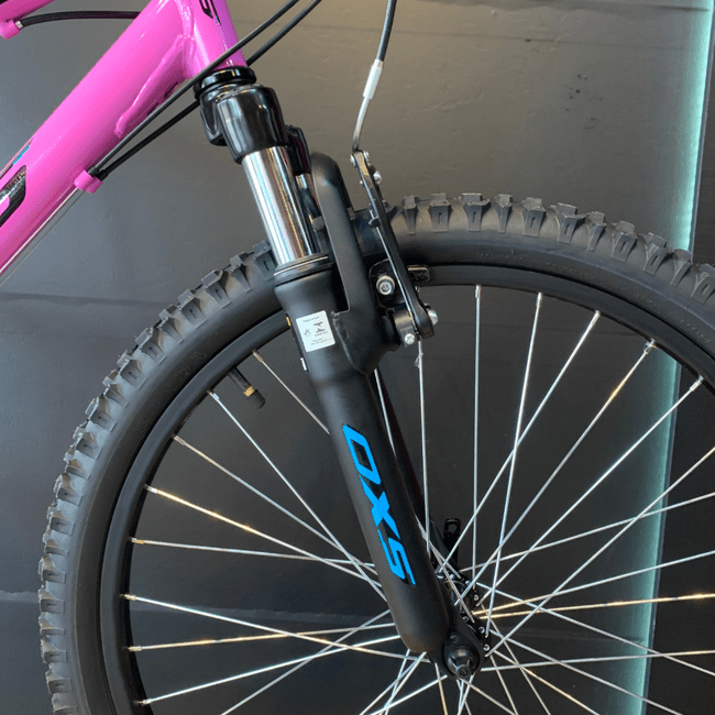 Bicicleta OXS Glide 100 Aro 24 Shimano 21v Rosa e Preto e Azul