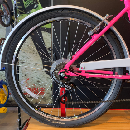 Bicicleta Dalannio Beach Retrô Aro 26 6v Feminina Rosa e Branco