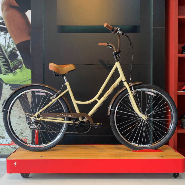 Bicicleta Dalannio Vintage Retro Aro 26 6v Feminina Bege e Marrom