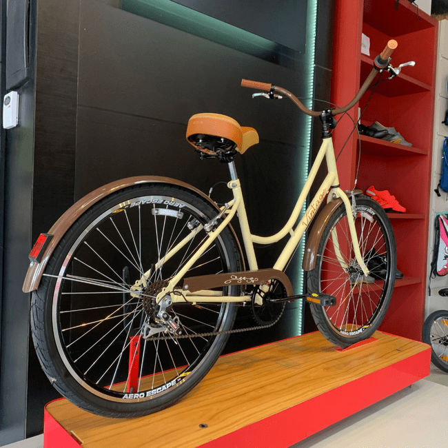 Bicicleta Dalannio Vintage Retro Aro 26 6v Feminina Bege e Marrom