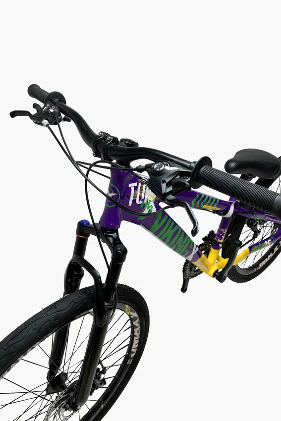 Bicicleta Viking Tuff 25 Aro 26 Shimano Tourney 21v Roxa, Verde e Amarelo
