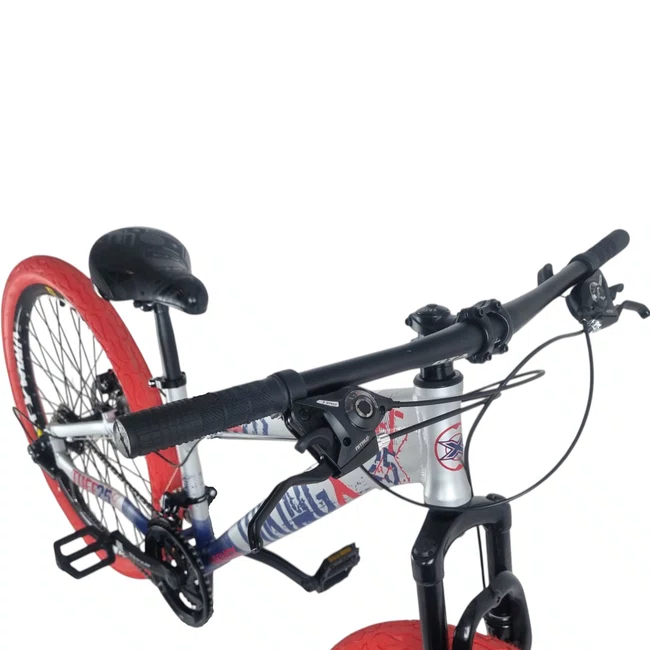 Bicicleta Vikingx  Aro 26 Tuff 25 Shimano 21V Prata Azul e Vermelho