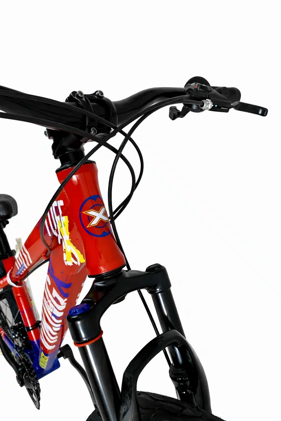 Bicicleta VikingX Tuff 25 Aro 26 Shimano Tourney 21v Vermelho, Branco e Azul