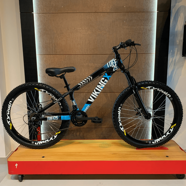 Bicicleta Vikingx Tuff 25 Aro 26 Shimano 21v Preto e Azul