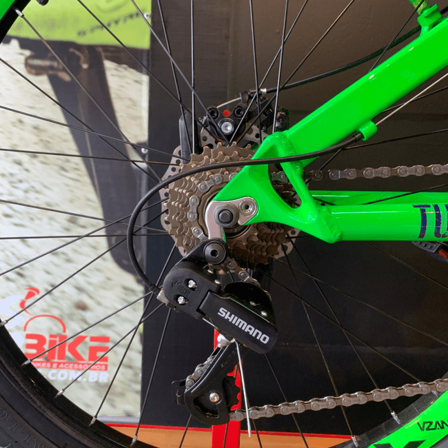 Bicicleta Vikingx Tuff 30 Aro 26 Shimano 21v Verde e Branco e Azul