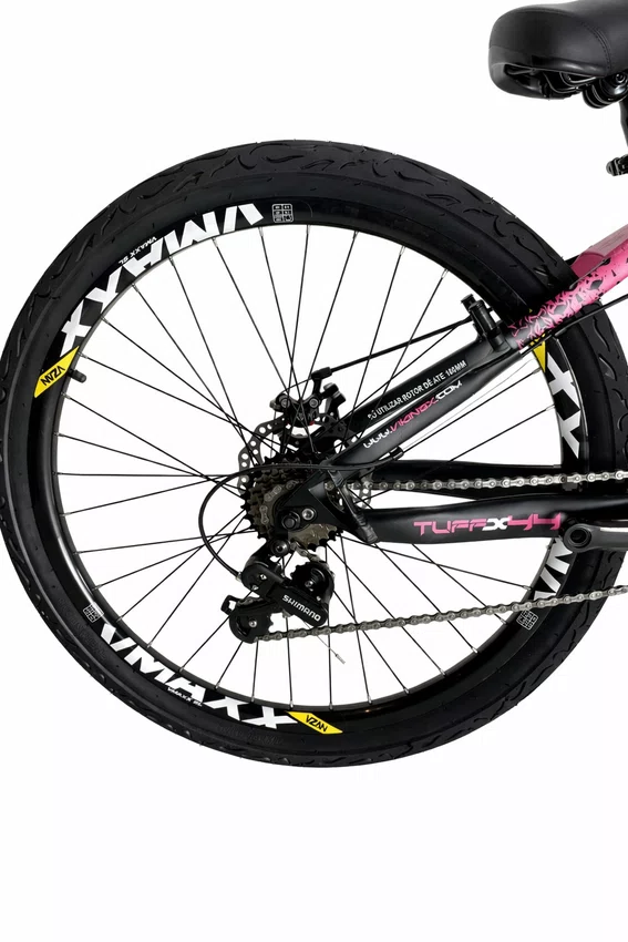 Bicicleta VikingX Tuff 44 Aro 26 Shimano 21v Rosa, Preto e Branco
