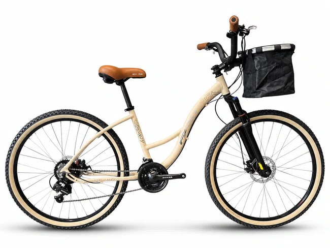 Bicicleta a29 dalannio beach fast shimano tourney 21v t-17 bege/preto