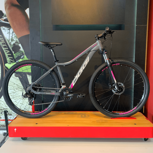 Bicicleta Oggi Float Sport Aro 29 Tourney 21v Grafite e Cinza e Rosa