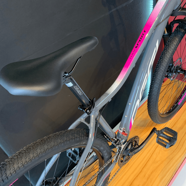 Bicicleta Oggi Float Sport Aro 29 Tourney 21v Grafite e Cinza e Rosa