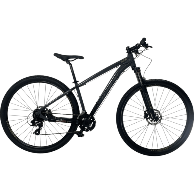 Bicicleta Oggi Hacker HDS Aro 29 Tourney 24V Grafite e Preto e Amarelo