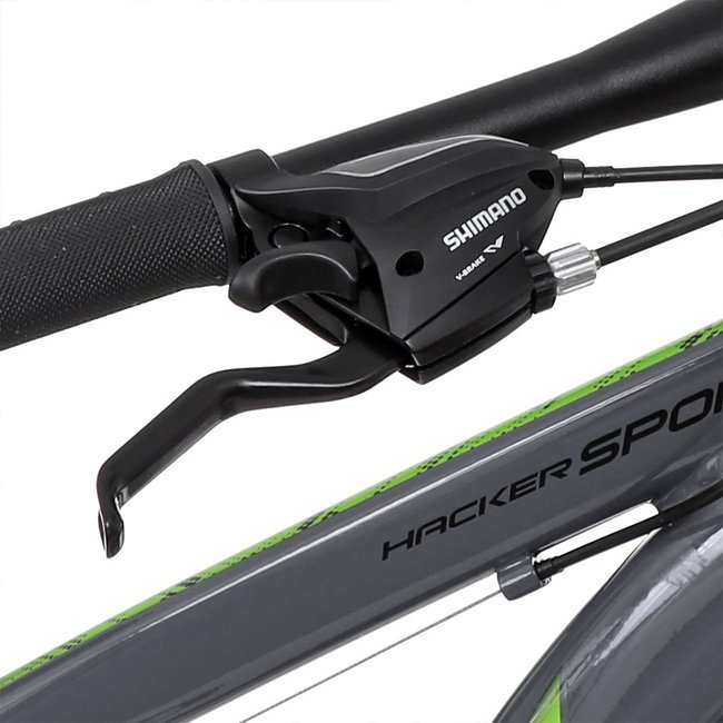 Bicicleta Oggi Hacker Sport Aro 29 Tourney 21v 2024 Grafite e Verde e Preto