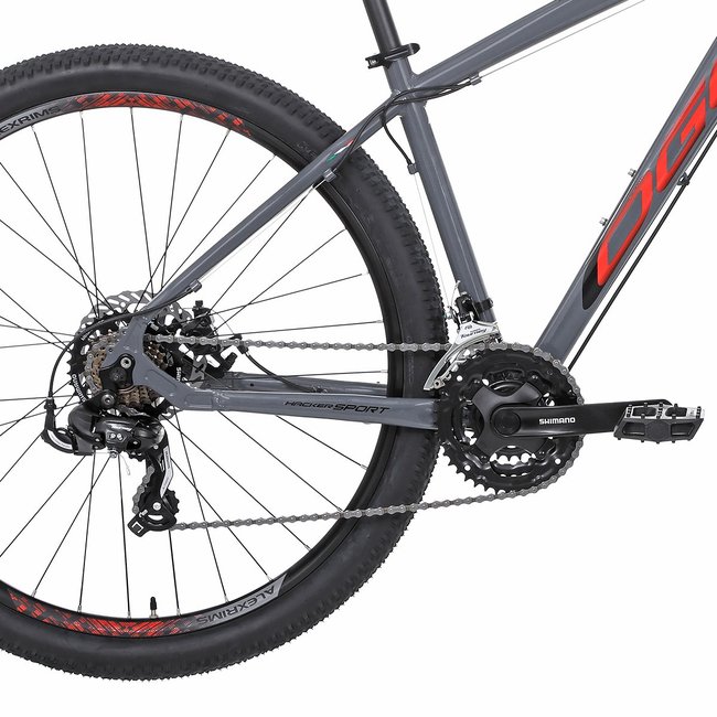 Bicicleta Oggi Hacker Sport Aro 29 Tourney 21v 2024 Grafite e Vermelho e Preto