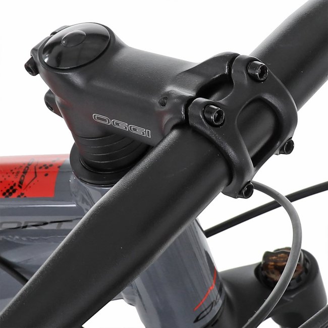 Bicicleta Oggi Hacker Sport Aro 29 Tourney 21v 2024 Grafite e Vermelho e Preto