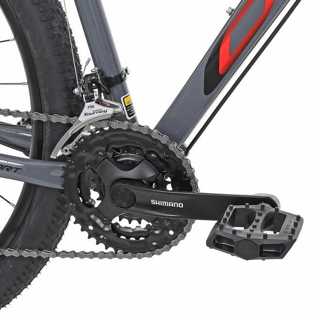 Bicicleta Oggi Hacker Sport Aro 29 Tourney 21v 2024 Grafite e Vermelho e Preto