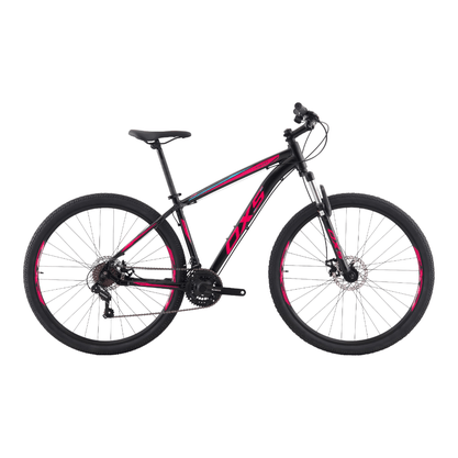 Bicicleta OXS Glide 100 Aro 29 Shimano 21v Preto e Rosa e Azul