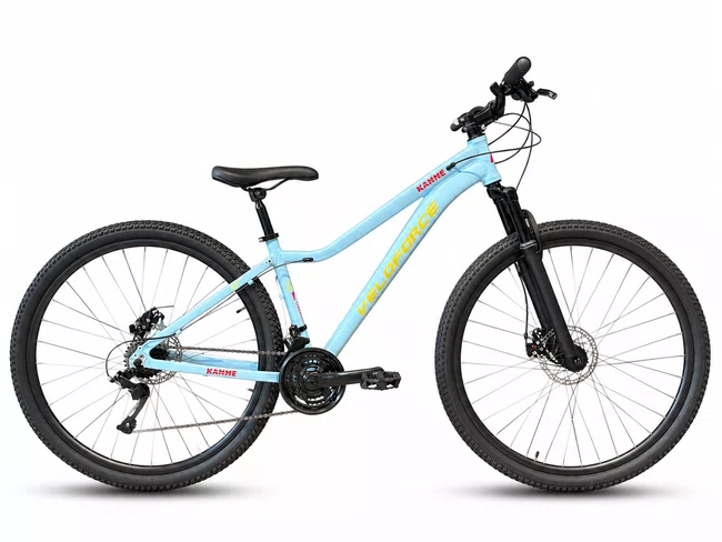 Bicicleta A29 Veloforce Kanne 21v t-15 Azul/Amarelo/Rosa