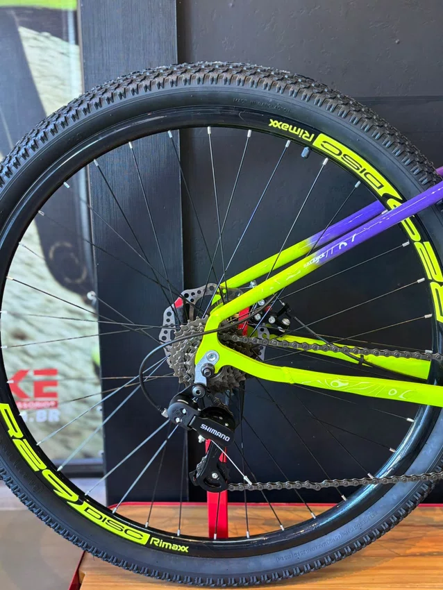 Bicicleta a29 vibe shimano 21v t-15 lilas/amarelo neon