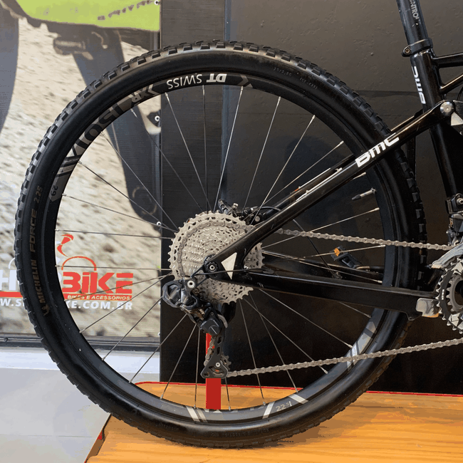 Bicicleta BMC Fourstroke Aro 29 XT DI2 22v T-17 Preto e Laranja e Branco - Seminova