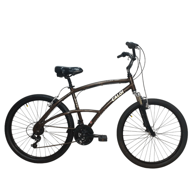 Bicicleta Caloi 500 Aro 26 Shimano 21v Marrom e Branco - Seminova