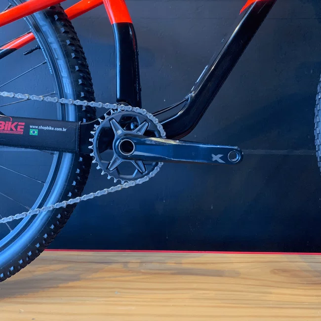 Bicicleta Caloi Elite FS Aro 29 XT 12v T-17 Vermelha e Preta - Seminova