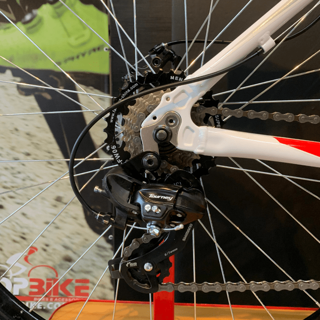 Bicicleta Caloi Vulcan Aro 29 Tourney 21v Branco e Vermelho e Cinza
