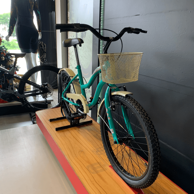 Bicicleta Dalannio Beach Retrô Aro 20 Feminina Verde Agua e Bege