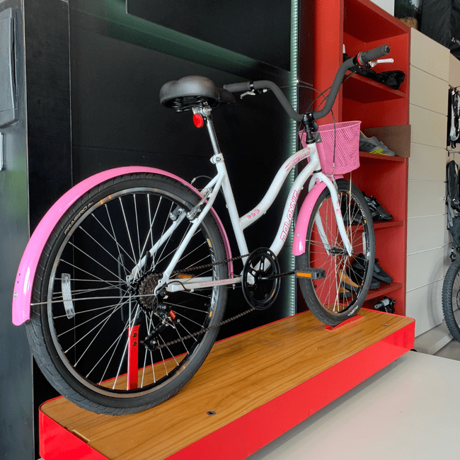 Bicicleta Dalannio Beach Retrô Aro 26 6v Feminina Branco e Rosa