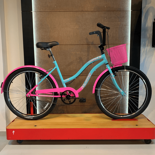 Bicicleta Dalannio Beach Retrô Aro 26 Azul e Rosa Chiclete