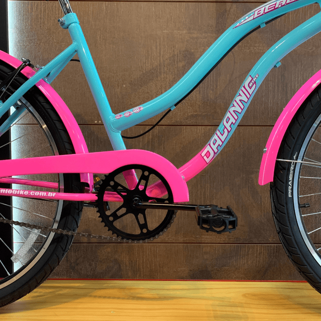 Bicicleta Dalannio Beach Retrô Aro 26 Azul e Rosa Chiclete