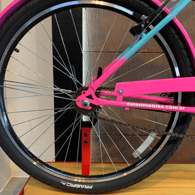 Bicicleta Dalannio Beach Retrô Aro 26 Azul e Rosa Chiclete