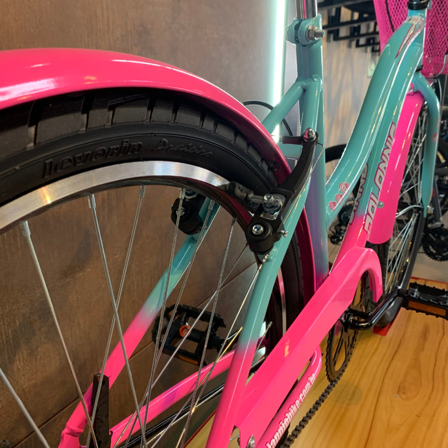 Bicicleta Dalannio Beach Retrô Aro 26 Azul e Rosa Chiclete