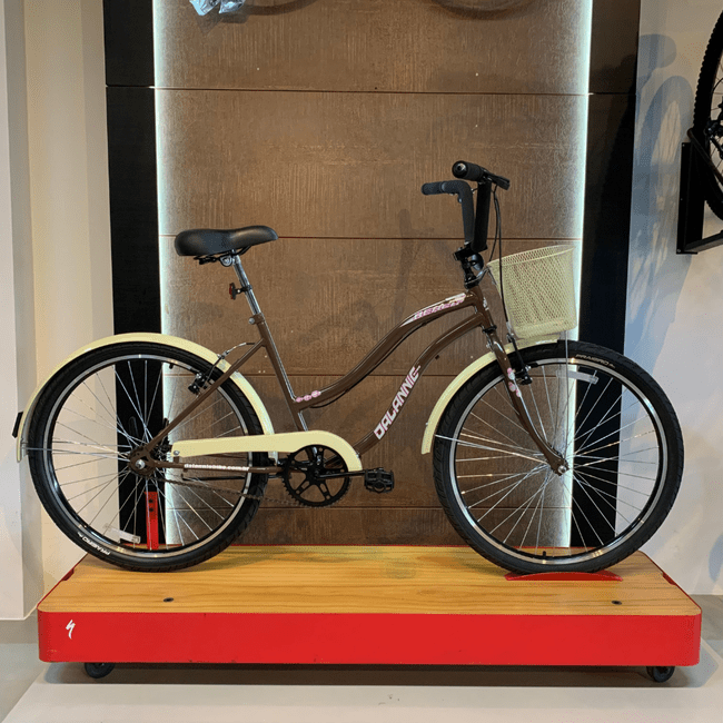 Bicicleta Dalannio Beach Retrô Aro 26 Feminina Marrom e Bege