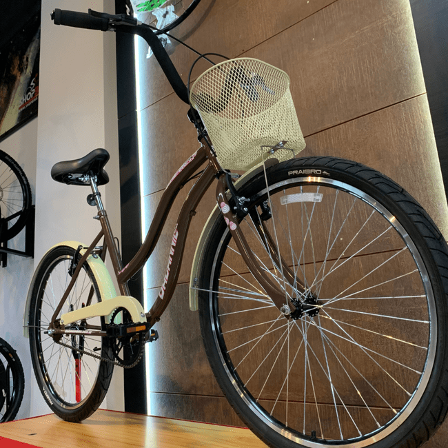 Bicicleta Dalannio Beach Retrô Aro 26 Feminina Marrom e Bege