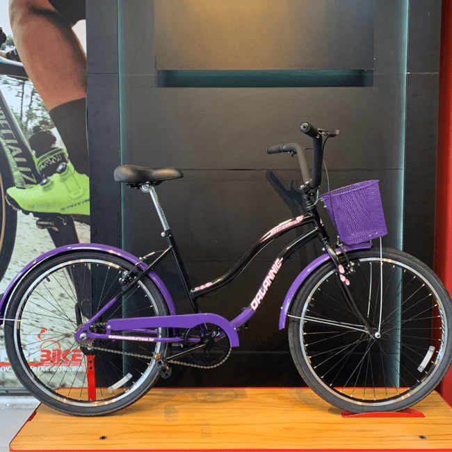 Bicicleta Dalannio Beach Retrô Aro 26 Feminina Preto e Lilas